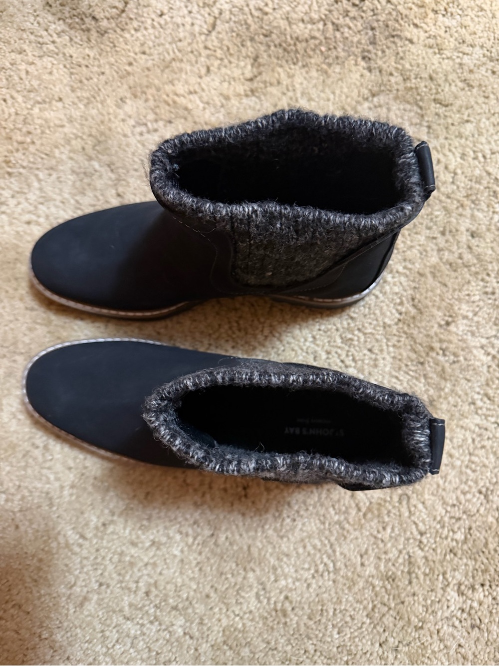 St. John's Bay Black Ankle Booties with Knit Cuff - Picture 3 of 5